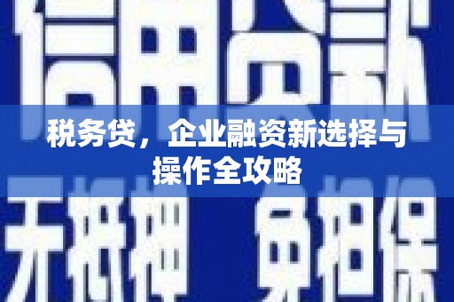 红星税务贷，企业融资新选择与操作全攻略
