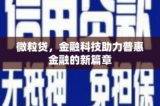 红星微粒贷，金融科技助力普惠金融的新篇章