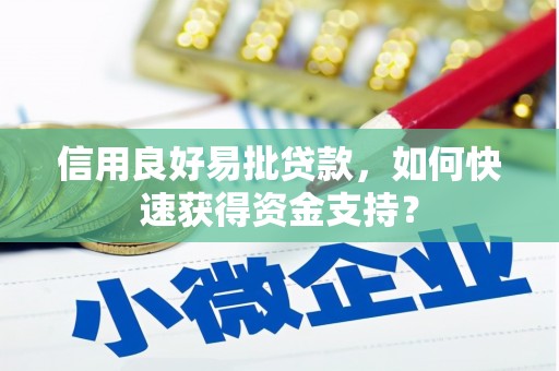 红星信用良好易批贷款，如何快速获得资金支持？