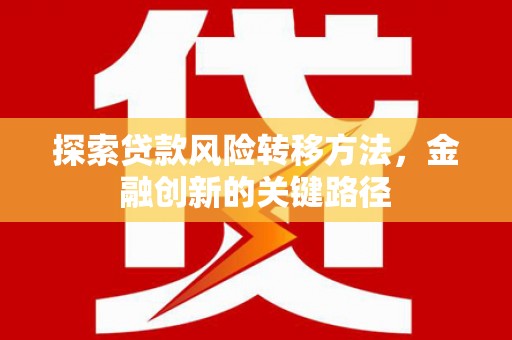 红星探索贷款风险转移方法，金融创新的关键路径