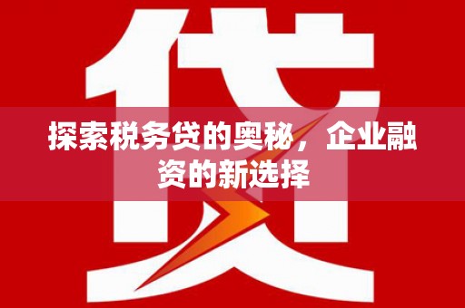 红星探索税务贷的奥秘，企业融资的新选择
