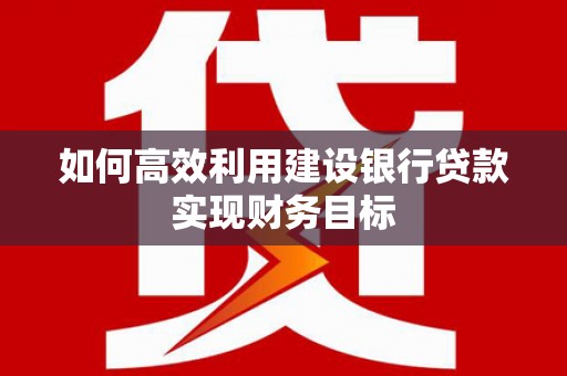 红星如何高效利用建设银行贷款实现财务目标