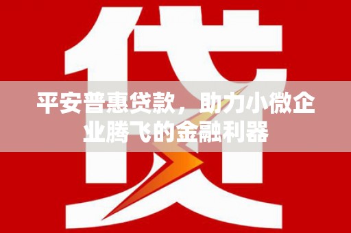 红星平安普惠贷款，助力小微企业腾飞的金融利器
