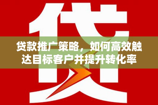 红星贷款推广策略，如何高效触达目标客户并提升转化率