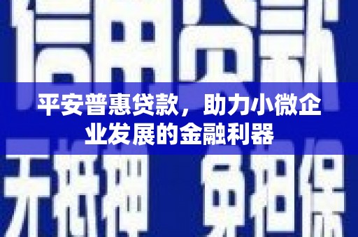 红星平安普惠贷款，助力小微企业发展的金融利器